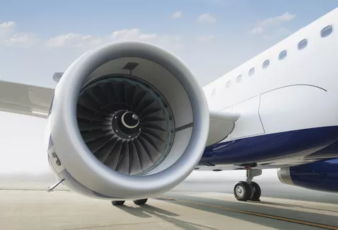 A picture of an airline's engine